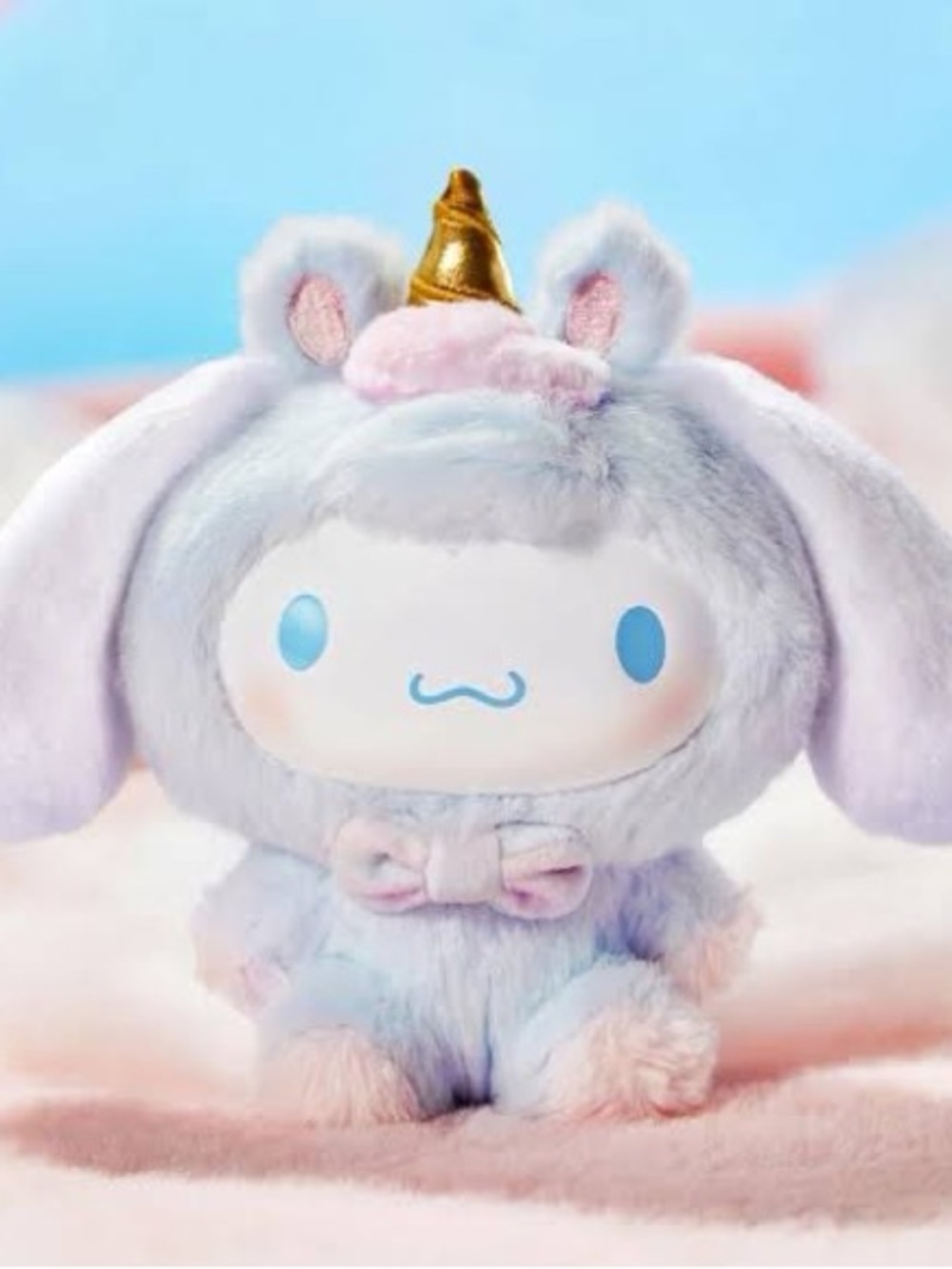 Plush Unicorn Bunny Small Pet Toy — Pastel Blue & Pink